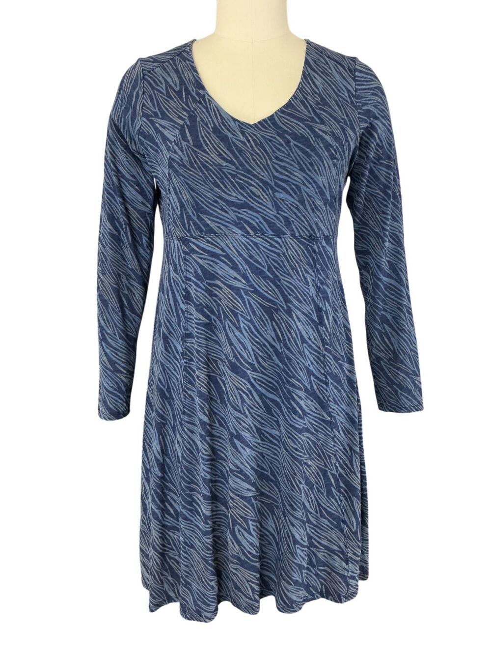 Toad & Co Rosalinda Dress XL Long Sleeve V-Neck Dress Organic Blue  Card Pocket